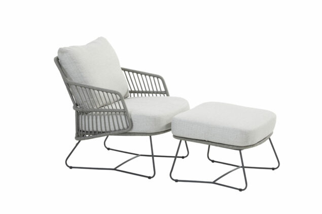 4 Seasons Outdoor Sempre loungestoel met voetenbank antraciet Silver Grey