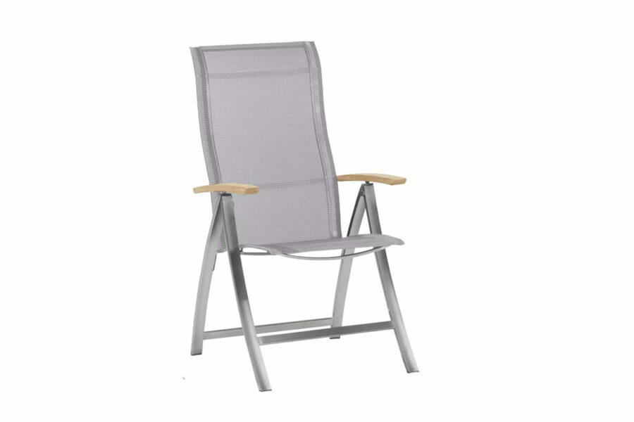 4 Seasons Outdoor Slimm adjustable chair ash grey teak arm