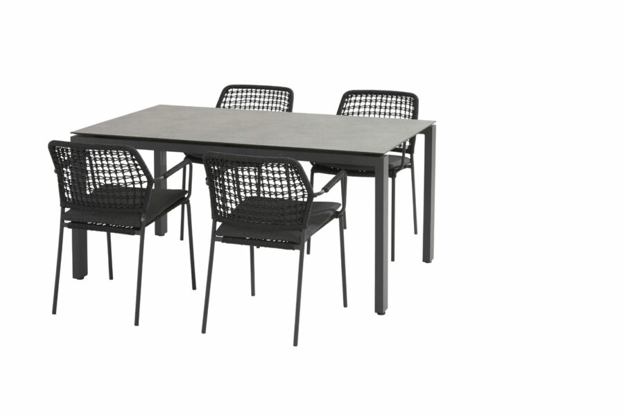 Barista anthracite dining set with Goa HPL dark grey table 160x95 cm
