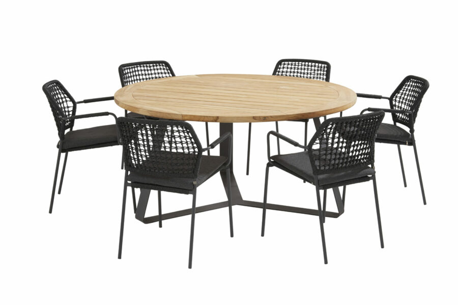 Barista antracite dining set with round Basso table 160 cm