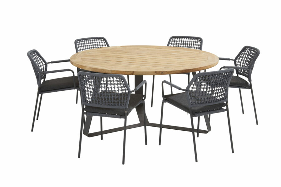 Barista blue dining set with round Basso table 160 cm