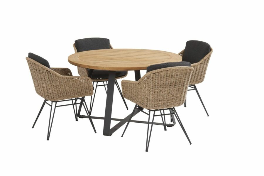 Taste by 4 Seasons Bohemian dining set natural with round Basso table-