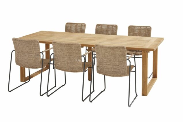 Taste by 4 Seasons Palma stapelbare stoel naturel met Spartan-table-240x100-cm