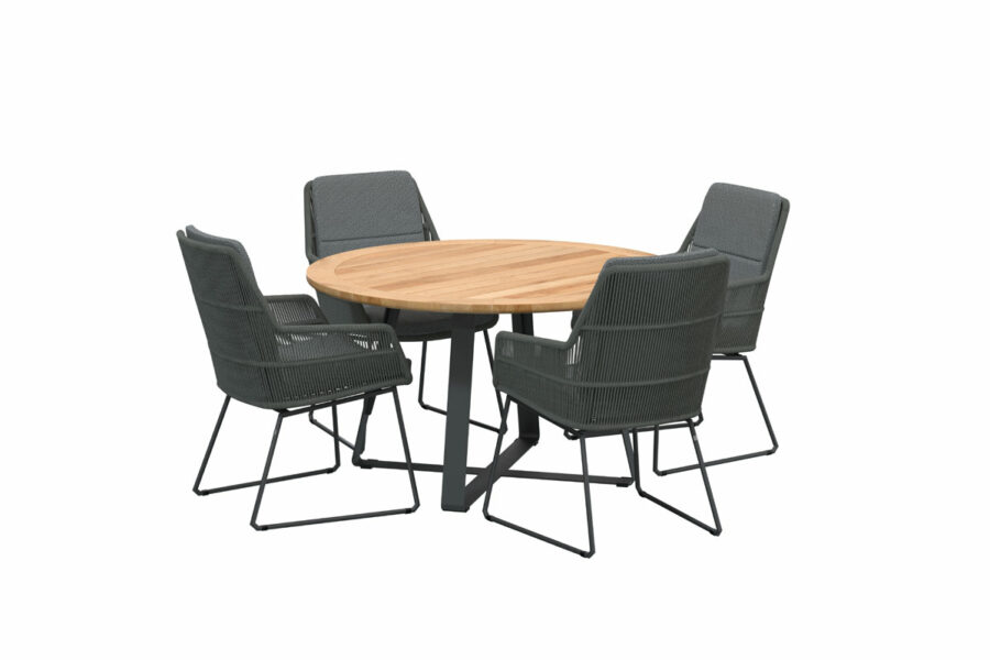 Valencia dining set met Basso teak top 130 cm