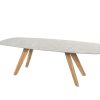4 Seasons Outdoor Montana tuintafel teak met 'barrel shape' keramisch terrazzo blad 240 x 103 cm
