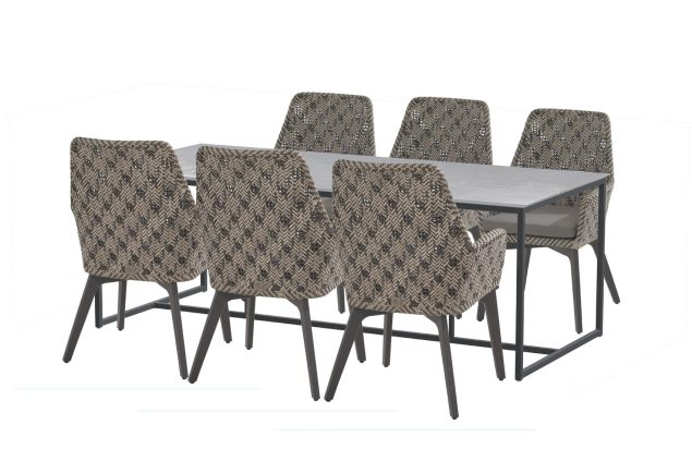 4 Seasons Outdoor Savoy dining set met Quatro tafel antraciet met keramisch blad light grey 220 x 95 cm