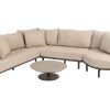 4 Seasons Outdoor Ezra hoek loungebank XL terre met Boaz loungetafel terre met keramisch blad Ø 80 cm