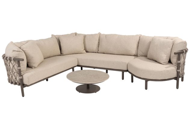 4 Seasons Outdoor Ezra hoek loungebank XL terre met loungetafel