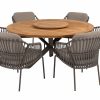 4 Seasons Outdoor Capalbio dining set terre met Prado tafel terre met teak blad Ø 160 cm en Lazy Susan