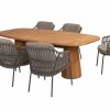 Capalbio dining set met Capri teak tuintafel met barrelvormig blad 240 x 110 cm