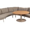 4 Seasons Outdoor Comino hoek loungebank latte met Saba low dining tafel