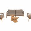 4 Seasons Outdoor Nora loungeset naturel teak met Pablo tafels