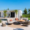 4 Seasons Outdoor Comino loungebank met Saba low dining tafel met Comino low dining chair