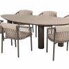 4 Seasons Outdoor Allora dining set terre met Arizona tafel met kiezelvormig keramisch blad in zandkleur 240 x 120 cm