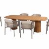 Allora dining set met Capri teak tuintafel met barrelvormig blad 240 x 110 cm