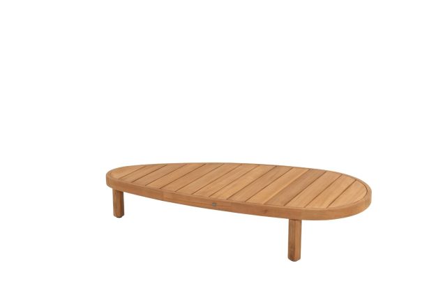 4 Seasons Outdoor Finn loungetafel teak met kiezelvormig blad 125 x 63 cm