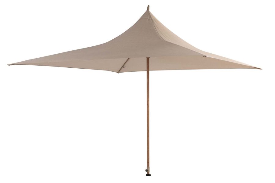 4 Seasons Outdoor Vivenda parasol met wood look frame en zandkleurig doek 270 x 270 cm