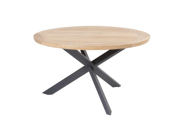Taste by 4 Seasons Prado tuintafel met antraciet RVS frame en teak blad Ø 130 cm