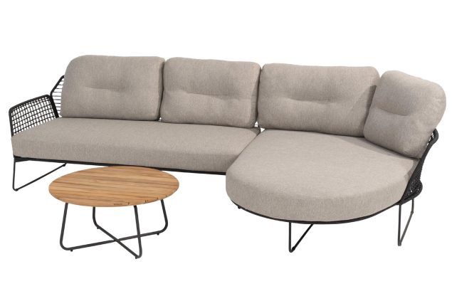 Taste by 4 Seasons Rhodos chaise loungebank antraciet met Verdi tafel SALE
