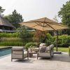 4 Seasons Outdoor Capresi loungeset terre met Sofie tafels en Siesta Premium Beach parasol met Wengé frame