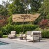 4 Seasons Outdoor Capresi loungeset terre met Sofie tafels en Siesta Premium Beach parasol met Wengé frame