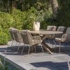 4 Seasons Outdoor Fabrice dining set latte met Prado tafel met keramisch blad in barrelvorm 240 x 105 cm