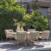 4 Seasons Outdoor Fabrice dining set latte met Prado tafel met keramisch blad in barrelvorm 240 x 105 cm