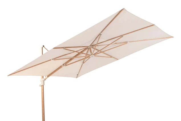 4 Seasons Outdoor Finca parasol met Wood look frame en zand doek 400 x 300 cm