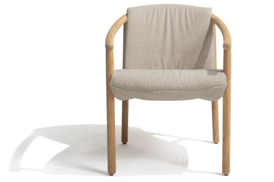 4 Seasons Outdoor Tess teak dining chair met bouclé bekleding