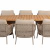 4 Seasons Outdoor Sardinia low dining set latte met Capri low barrel tafel