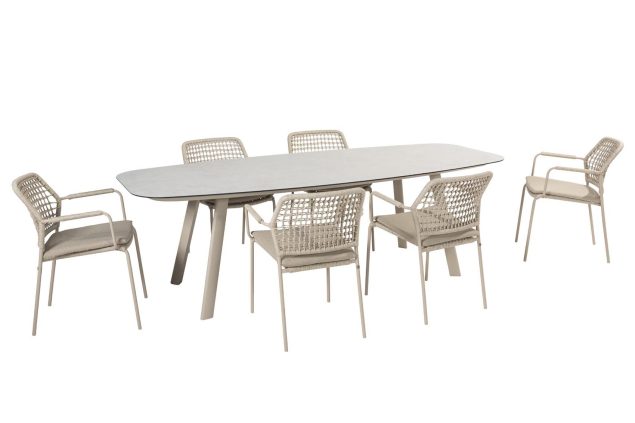 Taste by 4 Seasons Barista tuinset latte met Manolo tafel met geprint keramisch blad 240 x 103 cm