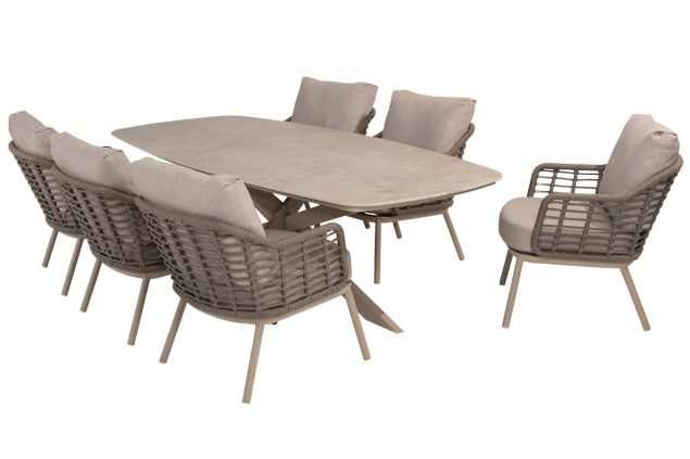 Taste by 4 Seasons Puglia lage tuinset latte met Nevada tafel met keramisch blad 250 cm