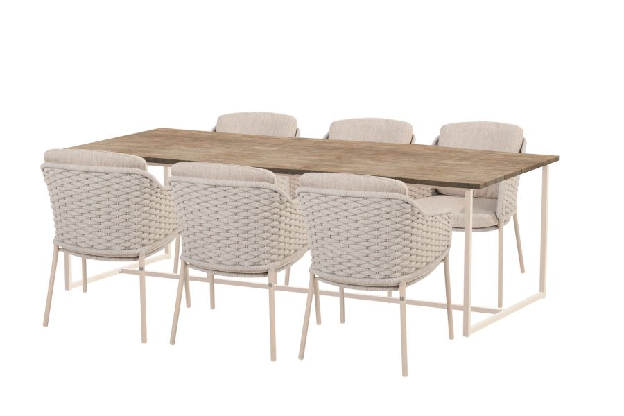 4 Seasons Outdoor Eros tuinset latte met Quatro tafel met Robusto blad 220 x 95 cm