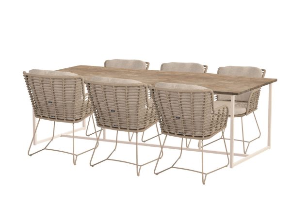4 Seasons Outdoor Fabrice tuinset latte met Quatro tafel met Robusto teak blad 220 cm * SALE *