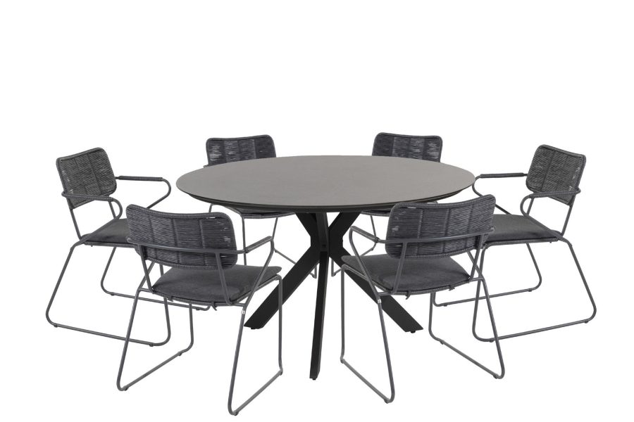 Taste by 4 Seasons Swing tuinset antraciet met Locarno dining table 160cm HPL slate anthracite top Ø 160 cm