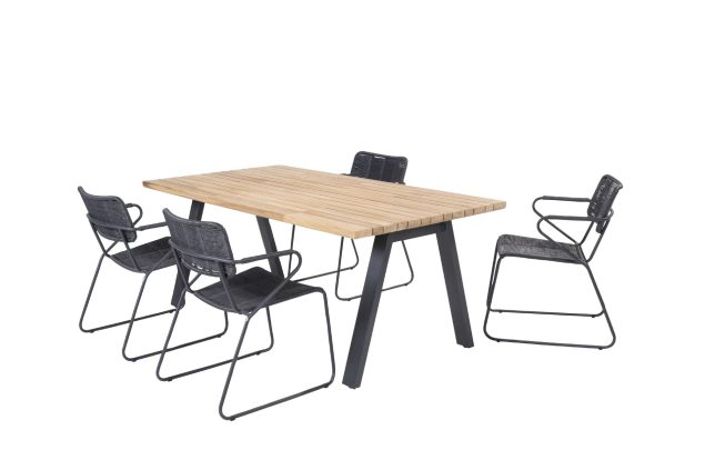 Taste by 4 Seasons Swing tuinset antraciet met Ambassador tafel met teak blad 180 x 100 cm * SALE *
