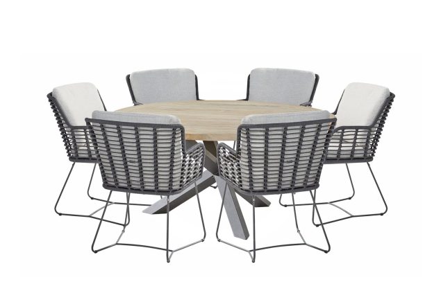 4 Seasons Outdoor Fabrice tuinset met Louvre tafel teak blad Ø 160 cm SALE