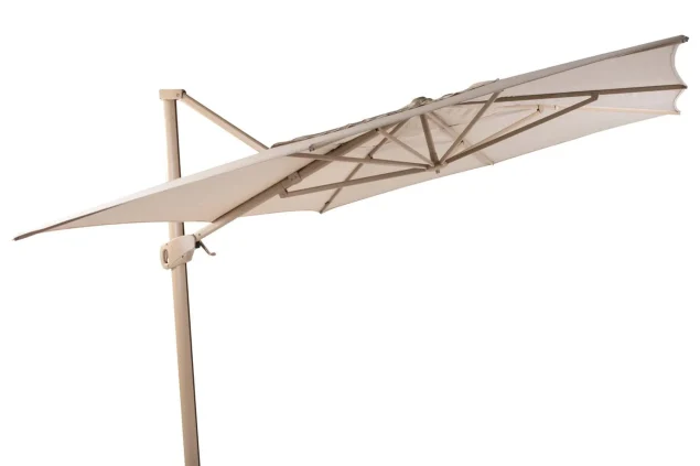 4 Seasons Outdoor Hacienda parasol met latte frame en zandkleurig doek 300 x 400 cm