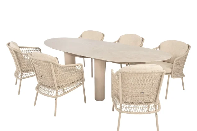 4 Seasons Outdoor Puccini tuinset latte met Estate tafel met keramisch blad 240 cm SALE