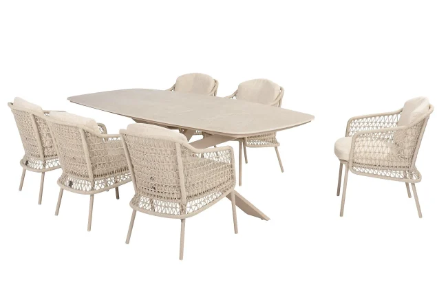 4 Seasons Outdoor Puccini tuinset latte met Prado tafel met keramisch blad 240 cm SALE