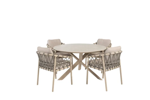 Taste by 4 Seasons Piacenza tuinset latte met Prado tafel met keramisch blad Ø 130 cm SALE