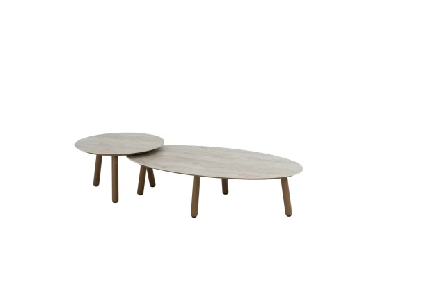 Taste by 4 Seasons Salute set loungetafels amber met keramische bladen Ø 60 en 120 x 65 cm SALE
