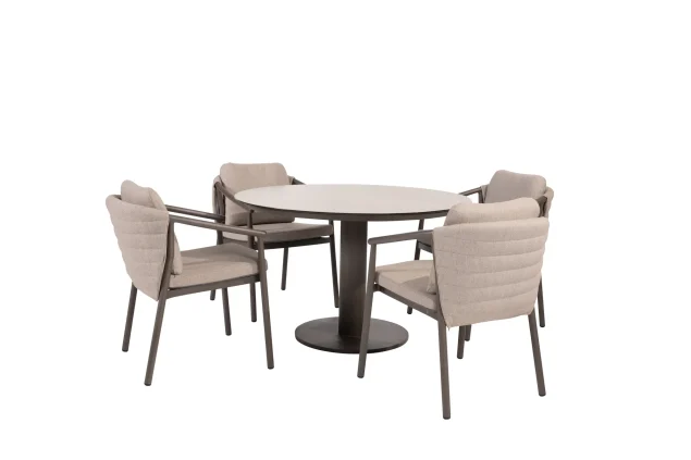 Taste by 4 Seasons Barolo tuinset terre met Sarah tafel met geprint keramisch blad Ø 120 cm