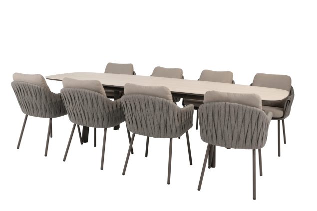 Taste by 4 Seasons Cannes tuinset terre met Manolo tafel met uitschuifbaar blad 230-290 cm