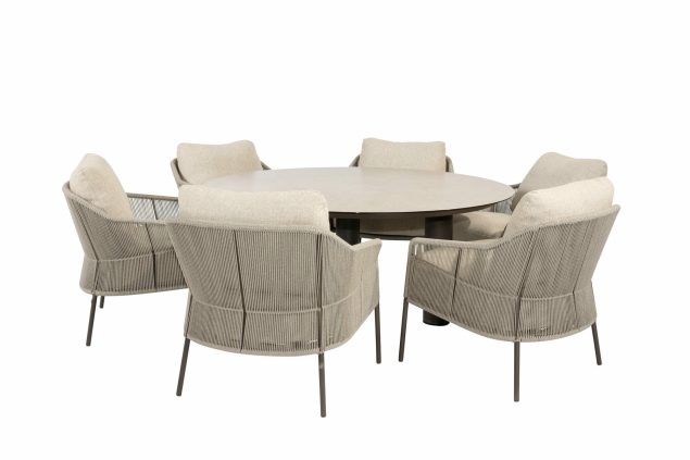 Taste by 4 Seasons Florence low dining set terre met Donato tafel met geprint keramisch blad Ø 160 cm