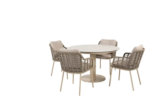 Taste by 4 Seasons Puglia tuinset latte met Sarah tafel met geprint keramisch blad Ø 120 cm SALE