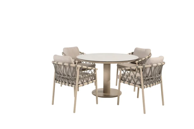 Taste by 4 Seasons Piacenza tuinset latte met Sarah tafel met geprint keramisch blad Ø 120 cm SALE