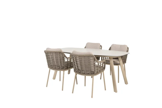 Taste by 4 Seasons Puglia tuinset latte met Manolo tafel met geprint keramisch blad 180 cm SALE