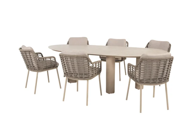 Taste by 4 Seasons Puglia tuinset latte met Denia tafel met geprint keramisch blad 240 cm SALE